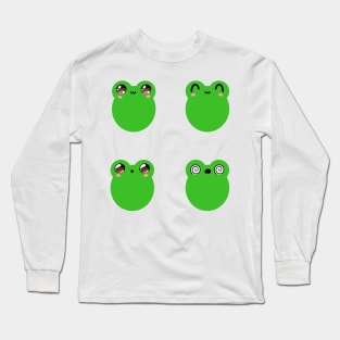 Cute frog face expressions v2 Long Sleeve T-Shirt